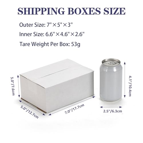 Shipping Boxes 7x5x3 Set of 25, White Corrugated Cardboard Box for Mailing Business Packaging - size: 7x5x3 Inches