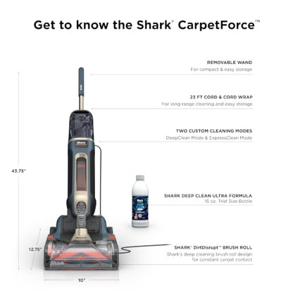 Shark CarpetForce Lightweight Upright Carpet & Area Rug Cleaner, EX501BRN - style: CarpetForce