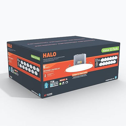 HALO 6" 900LM Canless LED Downlight 5CCT w/JBOX, Dimmable (12-Pack) - size: 6 inch 12PK