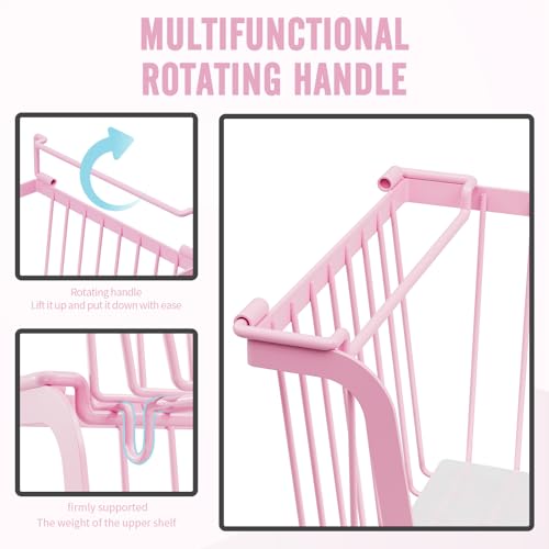 4 Pcs Stackable Wire Baskets for Pantry Organizers and Storage, Pink - color: 1-pink