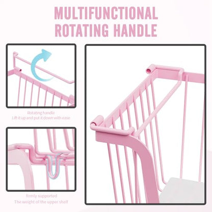 4 Pcs Stackable Wire Baskets for Pantry Organizers and Storage, Pink - color: 1-pink