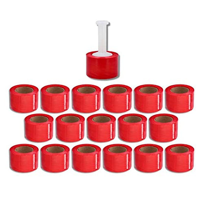 PSBM Dark Red Mini Stretch Wrap with Plastic Handle, 648 Rolls 3 Inch x 1000 Feet 80 Gauge Heavy Duty Heavy Duty Plastic Wrap Industrial Strength Shrink Film for Moving, Packing & Shipping - color: Red, size: 648 Rolls