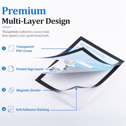 Self-Adhesive Magnetic Document Sign Holder 8.5X11'',Black,Pack of 10 - color: Black, size: 10Pack