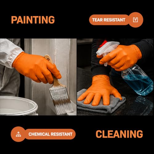 First Glove 8 Mil Heavy Duty Nitrile Gloves - Diamond Grip - Disposable Gloves for Mechanic, Automotive & Industrial Work - size: X-Large