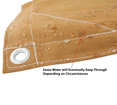 (8 Pack) 6' x 8' Tan Canvas Tarp 12oz Heavy Duty Water Resistant - color: Tan (8 Pcs), size: 6' x 8'