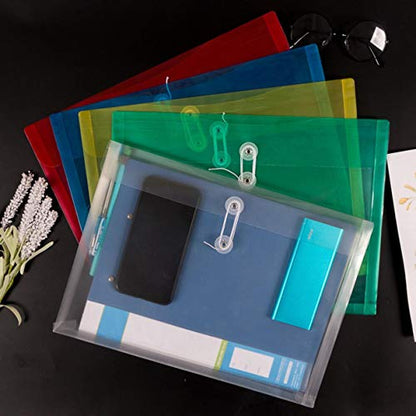 Plastic Envelopes with String Closure Clear Side Loading Folders Legal Size Paper Office Organizer 12 Packs Red - color: Red