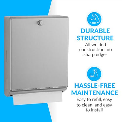 Bobrick B-2620 Surface Mounted Paper Towel Dispenser - Stainless Steel Commercial Bathroom Towel Dispenser with Knob-Latch 400 C-Fold or 525 Multifold Capacity - size: 14", style: Knob-Latch