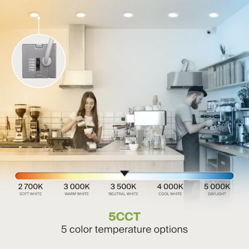 ASD 1 Inch LED Recessed Lighting with Junction Box, 5 CCT 2700K-5000K CRI 90+, 7W 120V 550 Lumens, Round Triac Dimmable Anti-Glare Downlight, IC Rated Downlights for Ceiling, ETL White