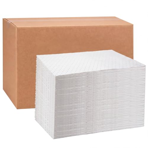 Hoolerry 100 Pcs Oil Absorbent Pad for Spill, 16 x 18 Inch, White - color: White, size: 16 x 18 Inch
