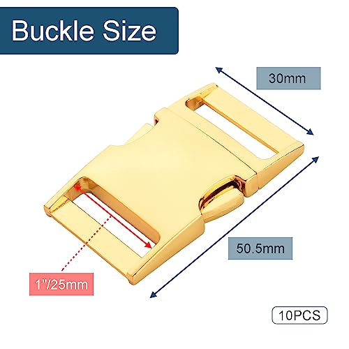 CooBigo 10 Pack Bulk Dog Collar Hardware Metal Buckle 1 inch Webbing Backpack Buckle Replacement Backpack Strap Kit Prong Collar Clip Buckles(Gold) - color: #05 Gold 1"(25mm)