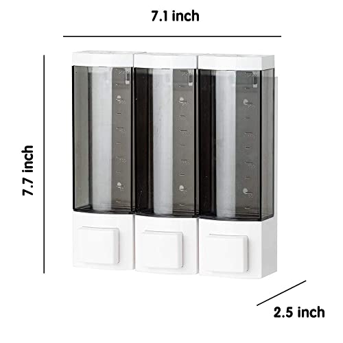 Shower Soap Dispenser 3-Chamber,Drill Free with Adhesive Wall Mount - size: 3-Chamber