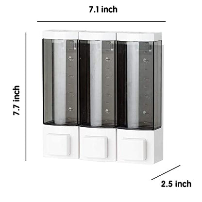 Shower Soap Dispenser 3-Chamber,Drill Free with Adhesive Wall Mount - size: 3-Chamber