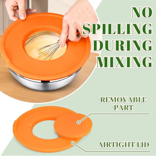 8-Piece Colorful Stainless Steel Mixing Bowl Set with Lids, Includes 5 Nesting Bowls and 3 Grater Attachments for Mixing and Serving, 1.5/2.1/3.5/4/4.5 QT - color: 8PCS Rainbow-color Mixing Bowls Set