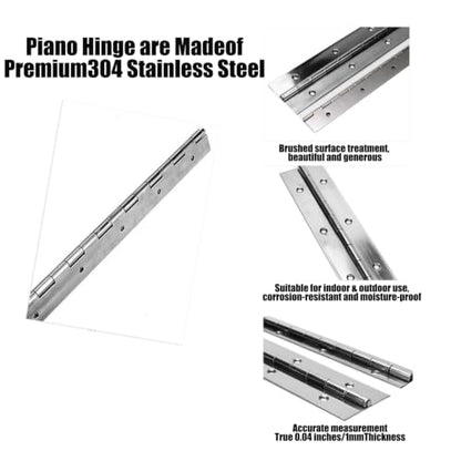 10-Inch 2-Pack Silver Heavy Duty Stainless Steel Piano Hinge, Long Hinge， - size: 10inch(Silver)2Pcs