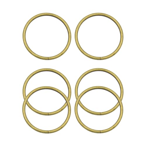 40pcs 4 Sizes O Rings Welded Strong Metal Heavy Duty Round Ring for Pet Collars Buckle Belts Strap Webbing Sewing - color: 2"(50mm) Bronze 6pcs
