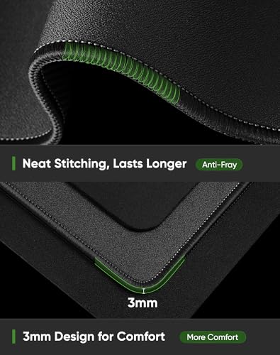 ALOANES Black Waterproof Desk Mat, Large Mouse Pad with Extended Mouse Mat, with Anti Slip Base, Stitched Edge, Grain Jacquard Surface, Perfect for Gamer, Office & Home, 3XL 15.74''x35.43''x0.12'' - color: Black, size: 35.4L x 15.7W inches