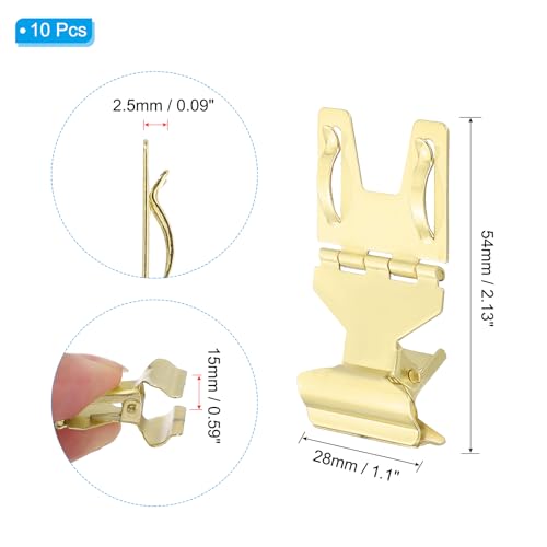 PATIKIL 10Pcs Metal Sign Clip Rotatable Sign Holder Stand Clip Gold Tone - color: Gold