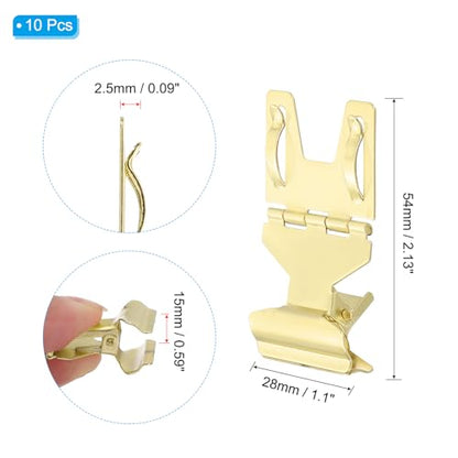PATIKIL 10Pcs Metal Sign Clip Rotatable Sign Holder Stand Clip Gold Tone - color: Gold