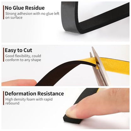 Yotache Weather Stripping Door Seal Strip 1/2 x 1/4 inch, 26Ft - size: 1/2"x1/4"x26 FT