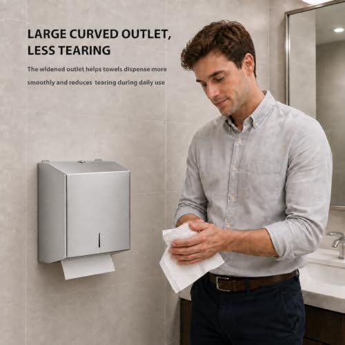 Stainless Steel Paper Towel Dispenser Wall Mount for Commercial Bathrooms - color: 3814-silver