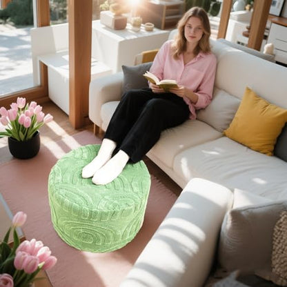 Asuprui Plush Pouf Ottoman Footrest,Foot Stools Ottoman,20"x14", Sage Green - color: Sage Green, size: 20"D x 20"W x 14"H