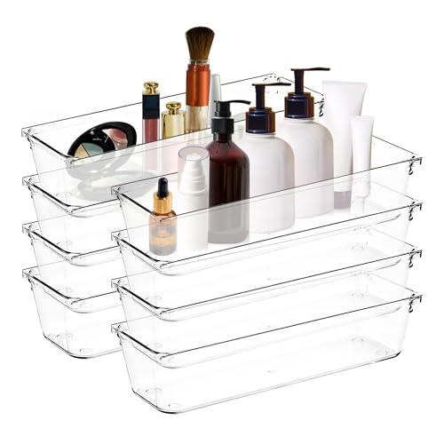 8 Pack Drawer Organizers, 3"X 9" Clear Acrylic Storage Bins - size: 3"X 9"