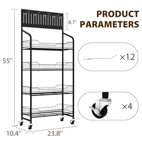 4 Tier Retail Display Rack, Snack Candy Display Shelves 55*23.8*10.5