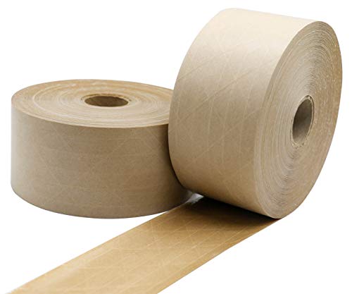 BOMEI PACK Reinforced Water Activated Gummed Kraft Paper Tape, 2 Pack 2.75 inch x 380 ft, for Heavy Duty Secure Packing Shipping - size: 2Rolls (2.75in x 380feet)