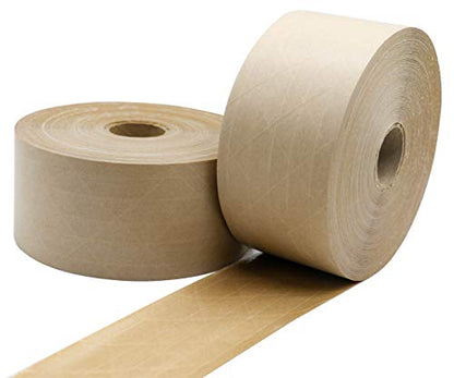 BOMEI PACK Reinforced Water Activated Gummed Kraft Paper Tape, 2 Pack 2.75 inch x 380 ft, for Heavy Duty Secure Packing Shipping - size: 2Rolls (2.75in x 380feet)