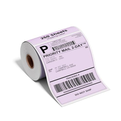 Phomemo 4x6 Purple Thermal Label, Shipping Labels Pack of 250 4x6 Roll Labels, Compatible with Phomemo, Zebra, Rollo, Jadens and Other Thermal Printers - color: Purple-250
