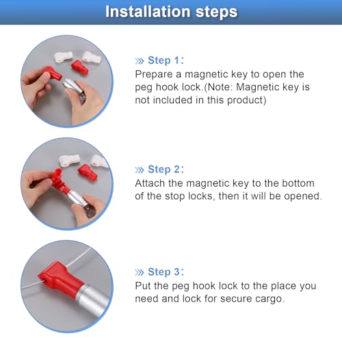 uxcell 50pcs Peg Hook Locks Stop Locks, 4mm ABS Pegboard Display Hook Security Lock, Anti Sweep Theft Stop Locks for Retail Shop and Shopping Center Pegboard Display, Red - color: Red