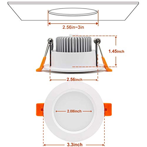 3 Inch LED Recessed Lighting, Dimmable Downlight 5W (40W Halogen Equivalent), CRI 80+, 3000K Warm White, Ceiling Light with LED Driver (1 Pack) - color: 3000k (Warm White), size: White-3Inch-1Pack