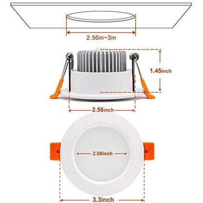 3 Inch LED Recessed Lighting, Dimmable Downlight 5W (40W Halogen Equivalent), CRI 80+, 3000K Warm White, Ceiling Light with LED Driver (1 Pack) - color: 3000k (Warm White), size: White-3Inch-1Pack