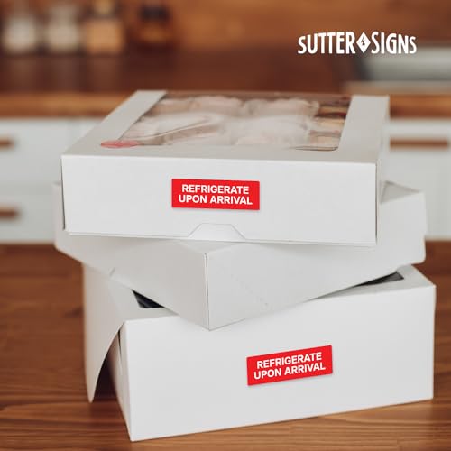 Refrigerate Upon Arrival Stickers 500 Labels per Roll 1"x3" by Sutter Signs - style: Refrigerate