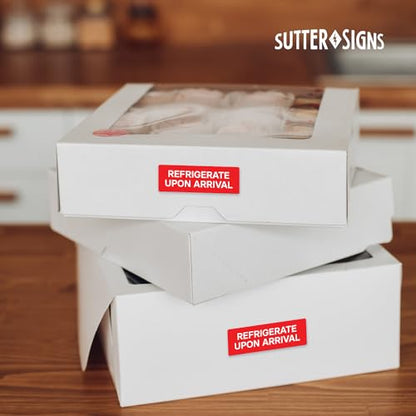 Refrigerate Upon Arrival Stickers 500 Labels per Roll 1"x3" by Sutter Signs - style: Refrigerate