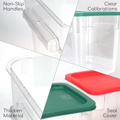 6 Pack 8 Qt Food Storage Containers with Lids, Commercial Clear Square
