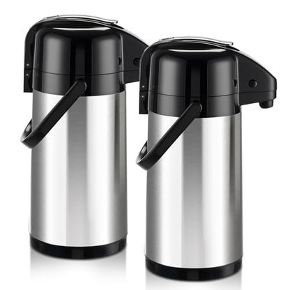 PARACITY Stainless Steel Drink Dispenser, 2-Pack Airpots, 84.5 fl oz Each - color: 2PCS-Stainless Steel