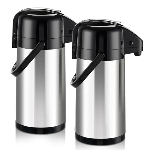 PARACITY Stainless Steel Drink Dispenser, 2-Pack Airpots, 84.5 fl oz Each - color: 2PCS-Stainless Steel
