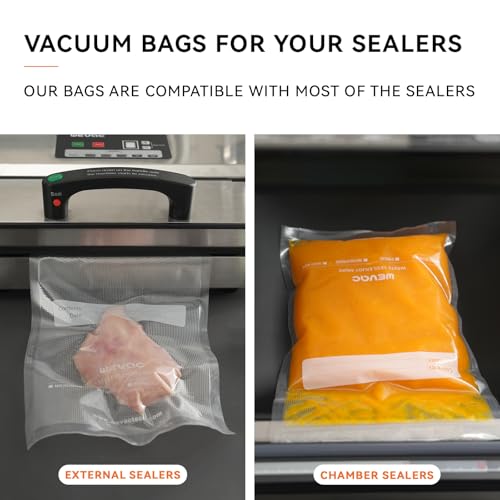 Wevac 11" x 16" Precut Vacuum Sealer Bags, 100 Count, Includes 5 Liquid Block Bags & 5 Bone Guard Pieces, Heavy Duty for Food Storage, Sous Vide & Meal Prep - size: 11" x 16" 100 count