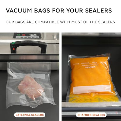 Wevac Vacuum Sealer Bags 6x10" 200 Pint for Food Saver, Suction Channel - size: 6"x10" 200 Count