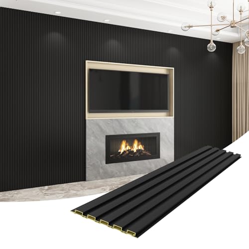 Slat Wall Panel 8-Pack, 108’’x6.3’’, Black - size: 108’’x6.3’’-Black