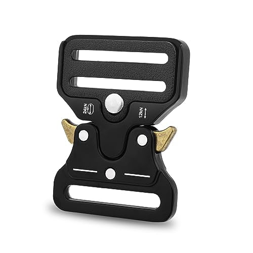 CooBigo 2 Pack Tactical Belt Buckles, 1-1/2" Heavy Duty Metal Tactical Buckle Clips for Dog Collar Hardware, Harness, Backpack, Luggage Strap Release Clasp Replacement (Black) - color: D: 1-1/2" Black 2pcs