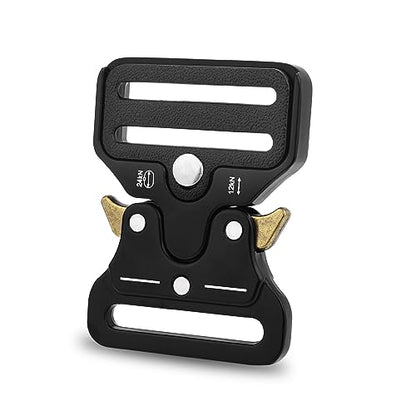 CooBigo 2 Pack Tactical Belt Buckles, 1-1/2" Heavy Duty Metal Tactical Buckle Clips for Dog Collar Hardware, Harness, Backpack, Luggage Strap Release Clasp Replacement (Black) - color: D: 1-1/2" Black 2pcs