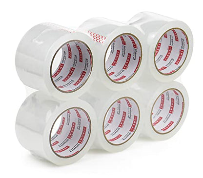 JIALAI HOME 3" Heavy Duty Packing Tape 6 Rolls, Total 360Y - 3 inch x 65 Yards, 2.4 mil Thick, Clear 3 Inch Wide Packaging Tape for Shipping, Mailing, Moving & Storage