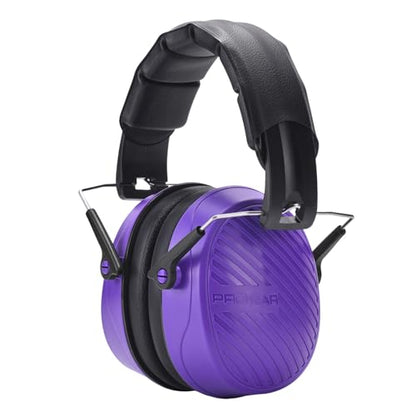 PROHEAR 038 Ear Protection Safety Earmuffs for Mowing, 28dB Noise Reduction Passive Hearing Protector, Compact Foldable Headset for Shooting Construction Power Tools, Purple - color: Purple