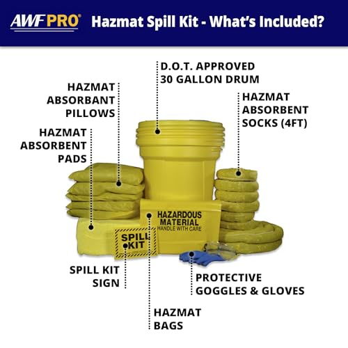 AWF PRO 30 Gallon Hazmat Spill Kit, 81 Pieces - size: Hazmat Spill Kit