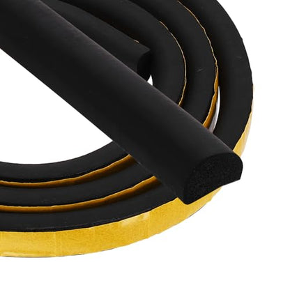 PATIKIL 6.6FT Solid Rubber Weather Stripping, 7/9" W x 3/5" H Self Adhesive D Shape EPDM Rubber Seal Strip Gasket for Door Frame Window Insulation RVs Furniture Cabinets, Black - size: 6.6FT x 7/9"W x 3/5"H