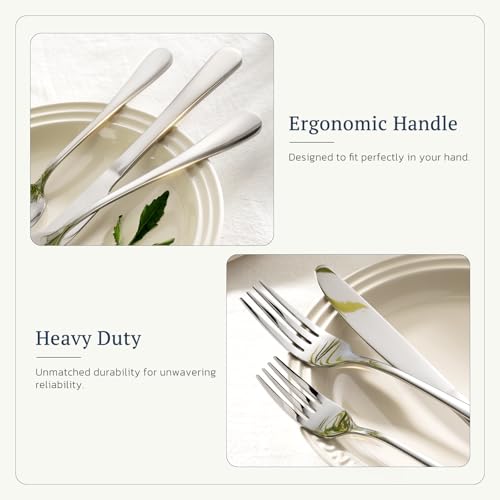 Astercook Silverware Set 48-Piece Flatware with Steak Knives Food-Grade Stainless Steel Cutlery for 8 Mirror Polished Utensils Set Include Spoons and Forks for Home Kitchen Restaurant - color: Premium Silver, size: 48 PCS