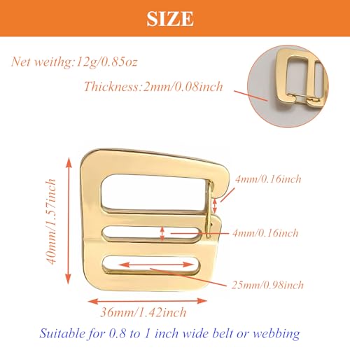 Zinc Alloy G Hook Wave Buckles with Adjustable Spring Door, Tactical Carabiner Backpack Strap Clip Buckle Adjustable Webbing G Shaped Belt Bag Buckle Clips Replacement for 1" Belt - color: Gold