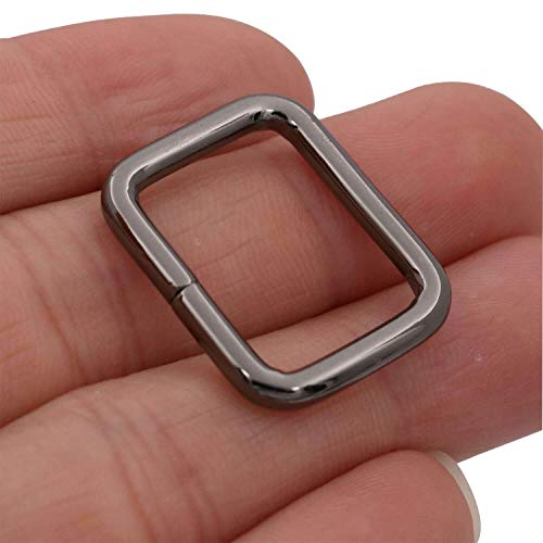 BIKICOCO Metal Rectangle Ring Buckles Square Strap Webbing Belt Rings for Bag Purse Non Welded 3/4 x 5/8 Inch - color: Gunmetal X 50 Pcs